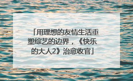 用理想的友情生活重塑综艺的边界，《快乐的大人2》治愈收官