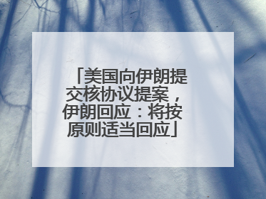 美国向伊朗提交核协议提案，伊朗回应：将按原则适当回应