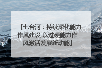 七台河：持续深化能力作风建设 以过硬能力作风激活发展新动能