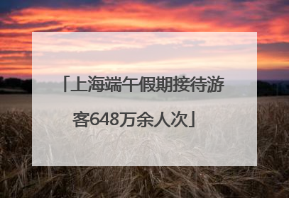 上海端午假期接待游客648万余人次