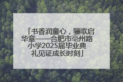 书香润童心，骊歌启华章——合肥市亳州路小学2025届毕业典礼见证成长时刻