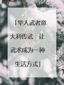 华人武者意大利传武：让武术成为一种生活方式