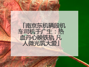 南京东机辆段机车司机于广生：热血丹心映铁轨 凡人微光筑大爱
