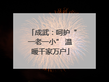 成武：呵护“一老一小” 温暖千家万户