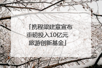 携程梁建章宣布重磅投入10亿元旅游创新基金