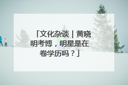 文化杂谈｜黄晓明考博，明星是在卷学历吗？