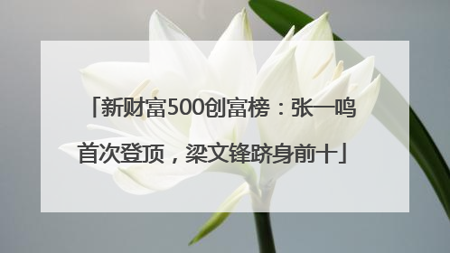 新财富500创富榜：张一鸣首次登顶，梁文锋跻身前十