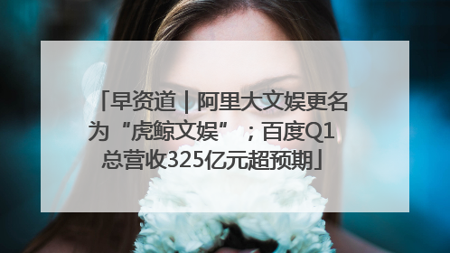 早资道｜阿里大文娱更名为“虎鲸文娱”；百度Q1总营收325亿元超预期