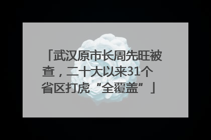武汉原市长周先旺被查，二十大以来31个省区打虎“全覆盖”