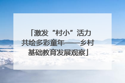 激发“村小”活力 共绘多彩童年——乡村基础教育发展观察