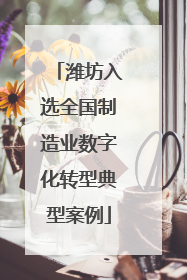 潍坊入选全国制造业数字化转型典型案例
