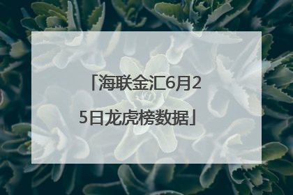 海联金汇6月25日龙虎榜数据