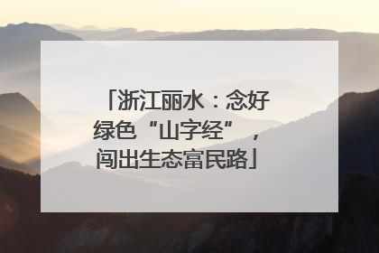 浙江丽水：念好绿色“山字经”，闯出生态富民路