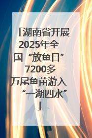 湖南省开展2025年全国“放鱼日” 7200多万尾鱼苗游入“一湖四水”