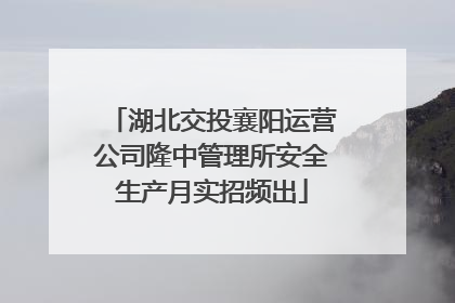 湖北交投襄阳运营公司隆中管理所安全生产月实招频出