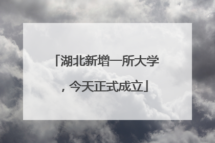 湖北新增一所大学，今天正式成立