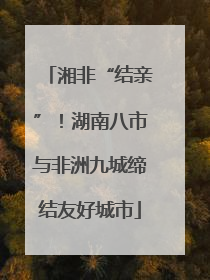 湘非“结亲”！湖南八市与非洲九城缔结友好城市