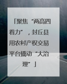 聚焦“两高四着力”，封丘县用农村产权交易平台撬动“大治理”