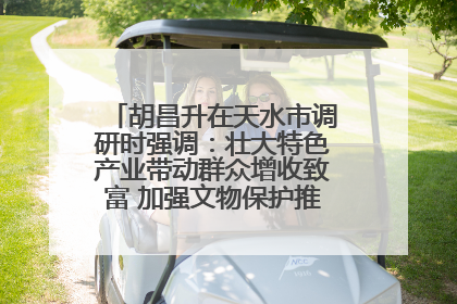 胡昌升在天水市调研时强调：壮大特色产业带动群众增收致富 加强文物保护推动文化创新发展