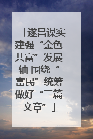 遂昌谋实建强“金色共富”发展轴 围绕“富民”统筹做好“三篇文章”