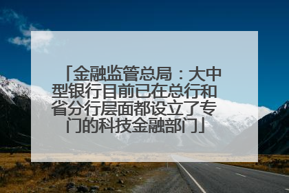 金融监管总局：大中型银行目前已在总行和省分行层面都设立了专门的科技金融部门