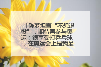 陈梦坦言“不想退役”，期待再参与奥运：很享受打乒乓球，在奥运会上是我最幸福的时候