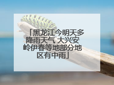 黑龙江今明天多降雨天气 大兴安岭伊春等地部分地区有中雨