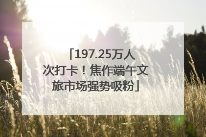 197.25万人次打卡！焦作端午文旅市场强势吸粉